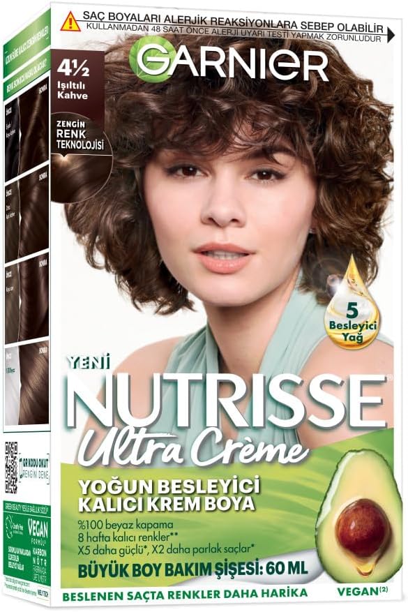 کیت رنگ موی گارنیر NUTRISSE شماره 4.1/2 رنگ قهوه ای براق